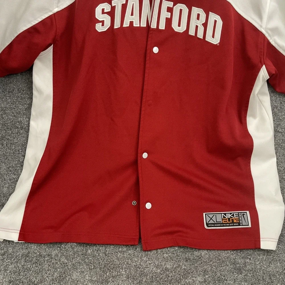 Nike Elite Team Stanford Shirt Mens Sz XL Warm Up Button Up Red Basketball